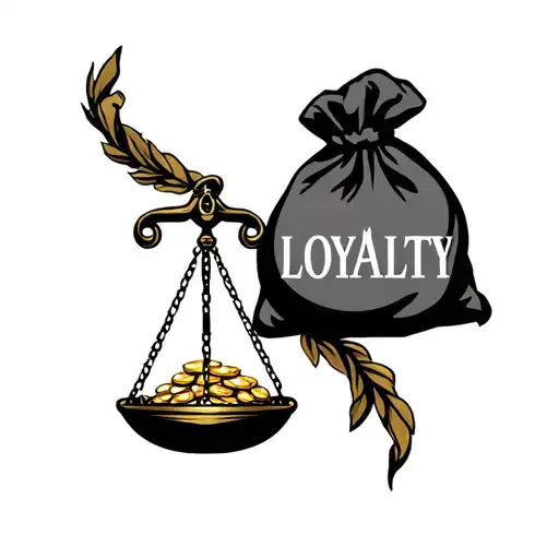 A Libra Scale With A Bag Of Gold On One Side And The Words Loyalty On The Other Side Being Heavier