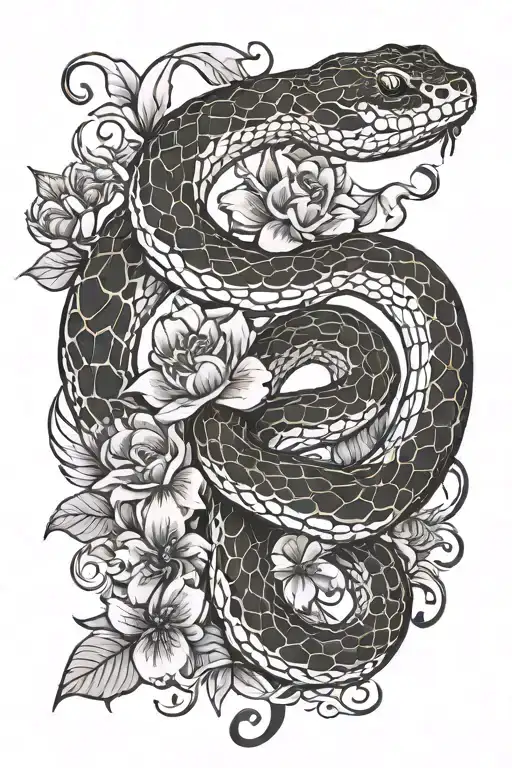 Snake And Flowers