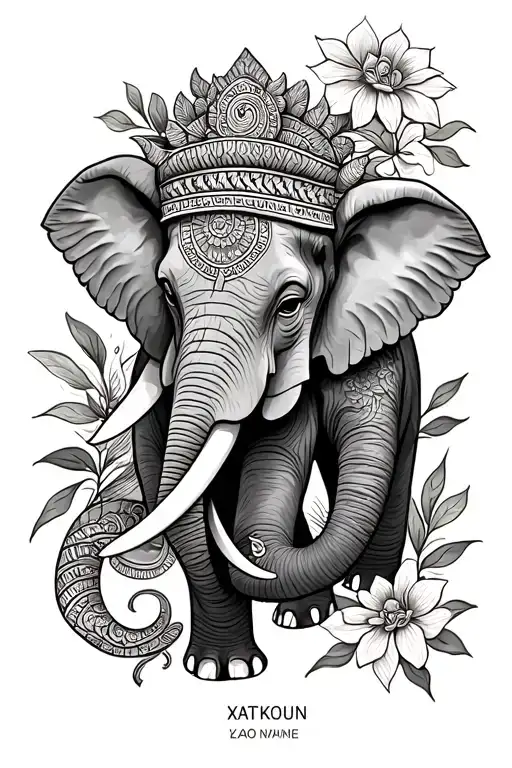 Laos Inspired Tattoo With Three Elephant And My Last Name Xatkoun