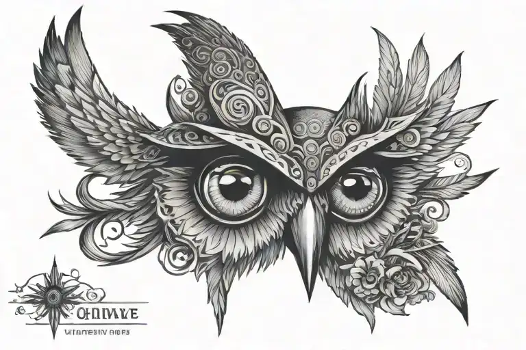 All Seeing Eye Covered By One Eyed Owl Bombining With One Feather