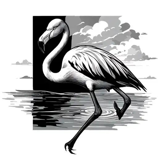 Maine Tattoo Featuring A Flamingo