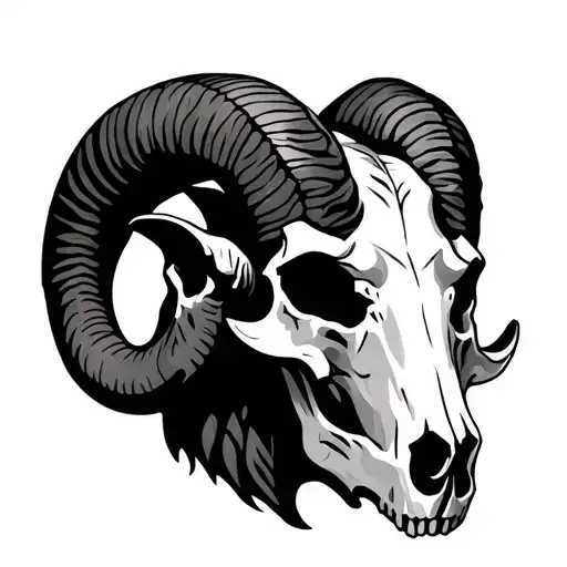 Two Rams Skull Surrounded