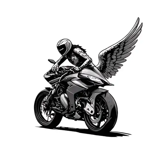 Supersport Bike With Angel Riding