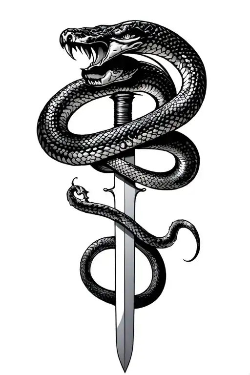 Snake And Sword With Snake Hissing