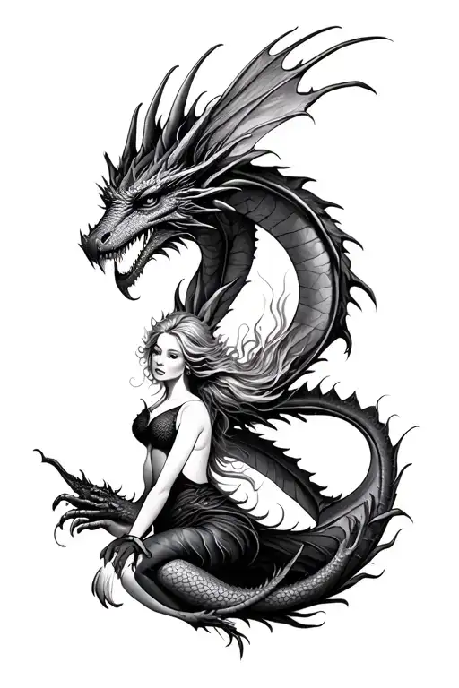 Fairy With Dragon Flying