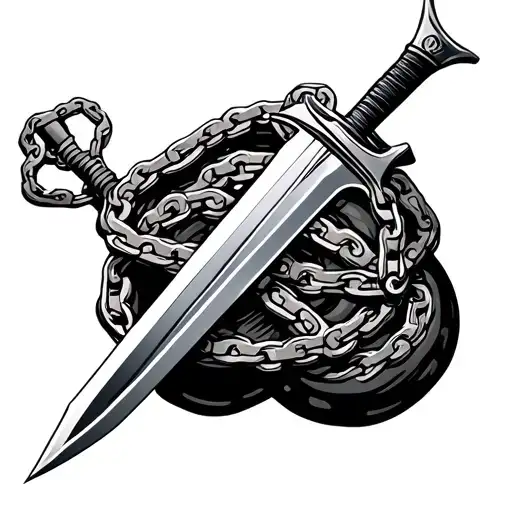 Sword Wrapped Around With Motobike Chain Wrapped