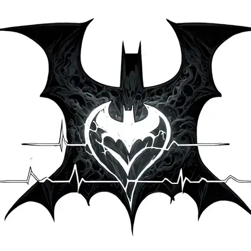 Batman Symbol Turning Into A Heartbeat Line Forming