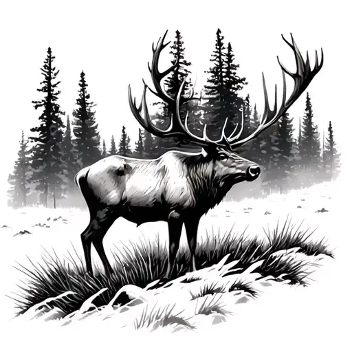 Elk Hunting Scene