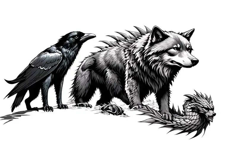 Wolf Next To Raven Next To Bear Next To Puma Next To Dragon