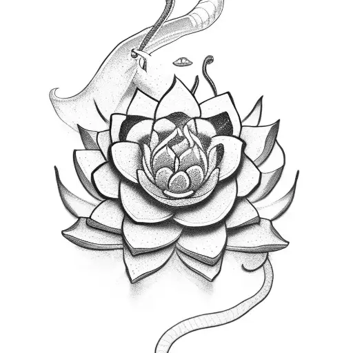 Snake With Lotus Flower