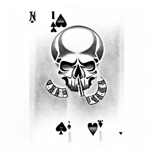 Smoking Cowboy Skull With Playing Cards