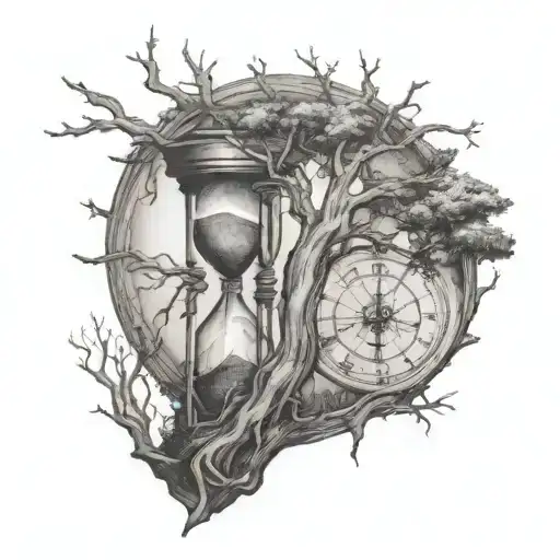 Hourglass With Trees Live And Dead Tree