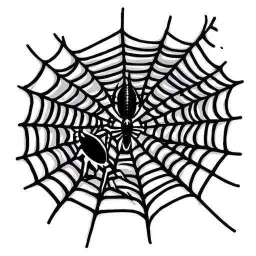 Spider Web Tattoo With Spider Hanging Off The Web