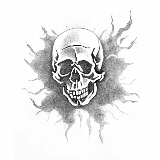 Skull With Open Mouth And Smoke Coming Out From Mouth