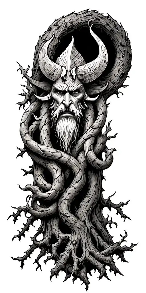 Odin Hanging From The Tree Of Life Intertwined