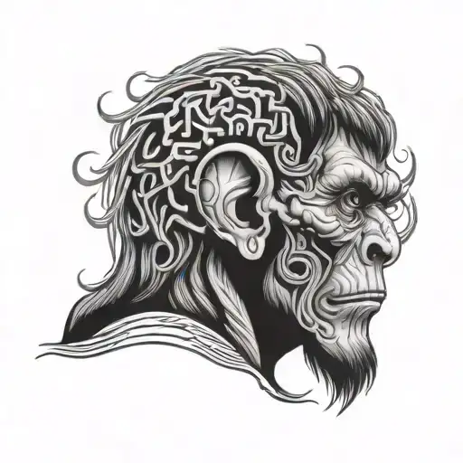 Monkey Human Brain Half Face