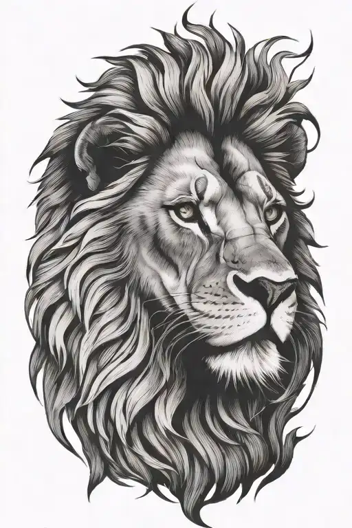 Lion Face With Scars