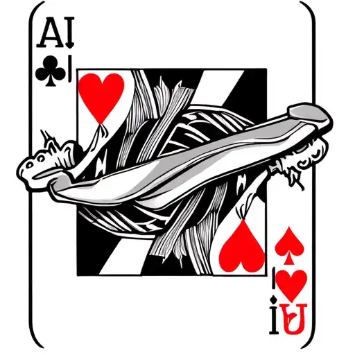King Of Hearts Card Being Cut At The Neck With A Razor
