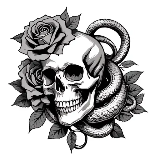 Skull And Roses And Snakes