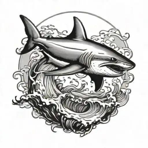 Hammer Head Shark Jumping Out Of The Ocean Scene