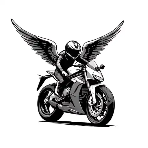 Supersport Bike With Angel Riding Helmet