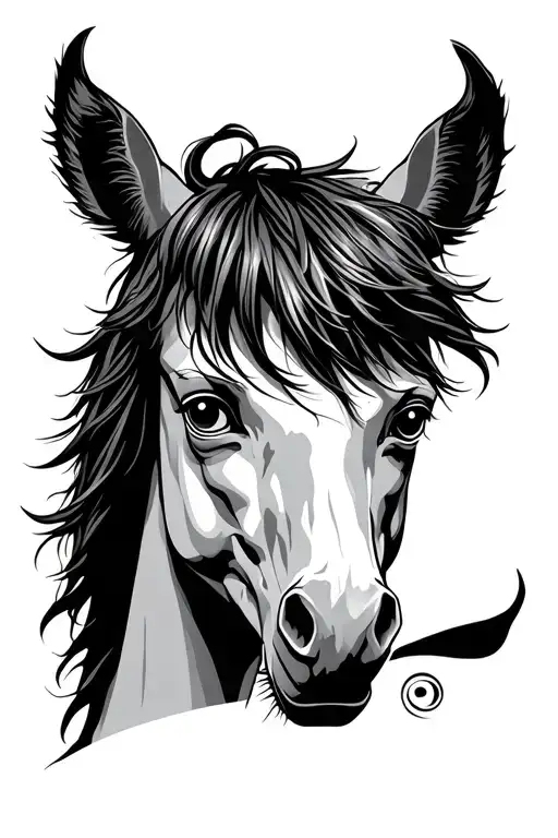 Horse Head And Eyes Of A Boy Looking