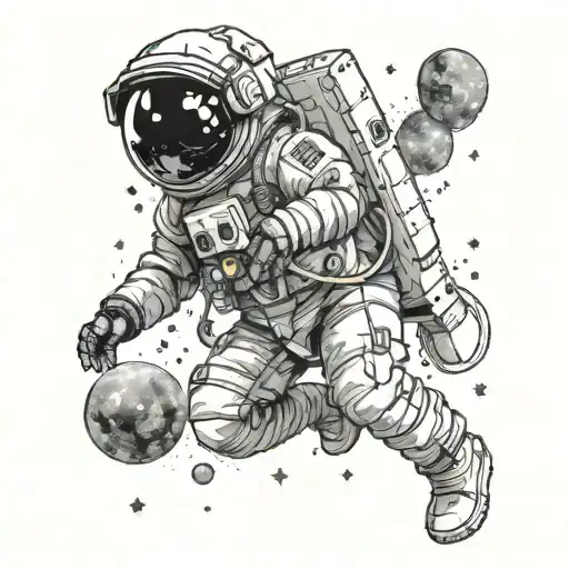 An Astronaut Exploring A Galaxy Filled With Binary Code Constellations
