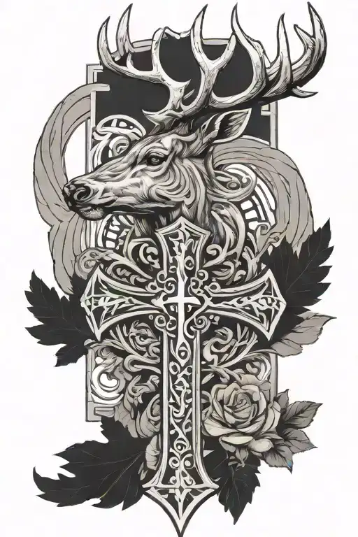 Cross Of Lorraine And Deer