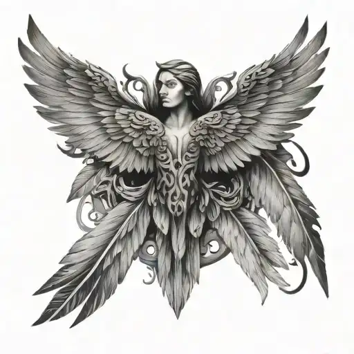 Wings Spread On Top Of The Neck