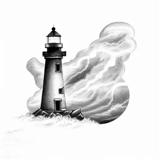 Lighthouse With Lightning Storm