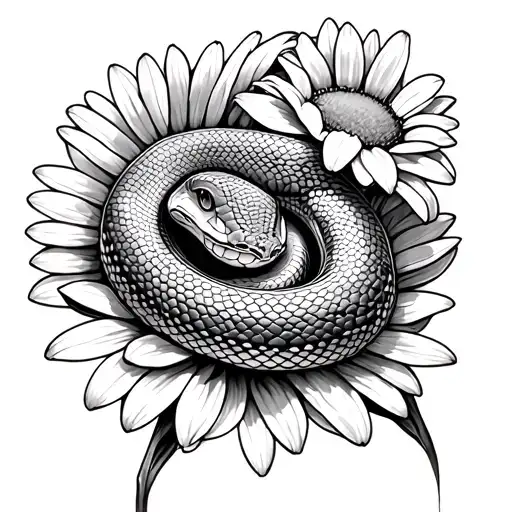 Small Snake Slithering Snake On Daisies