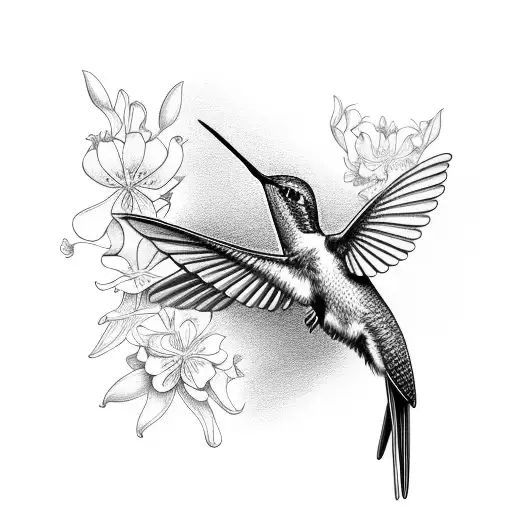Hummingbird With Flowers