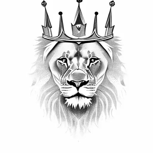 Lion With Crown And Much Line