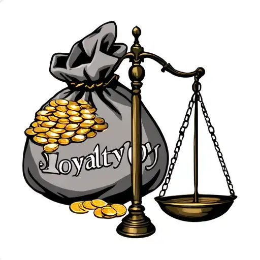 A Libra Scale With A Bag Of Gold On One Side And The Words Loyalty Being Heavier