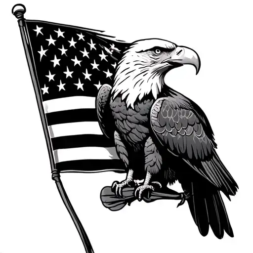 Bald Eagle Perched On An American Flag