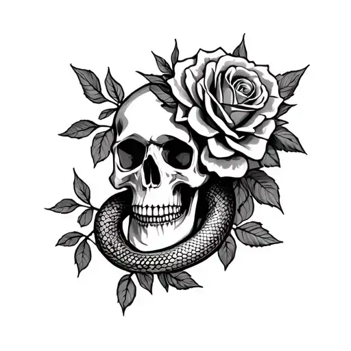 Skull And Roses And Snakes