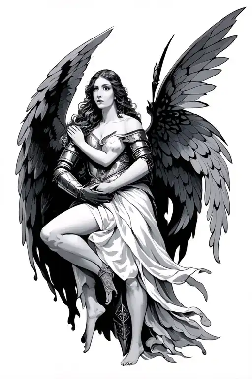 Templar Knight Angel In Love With A Fairy Woman Holding