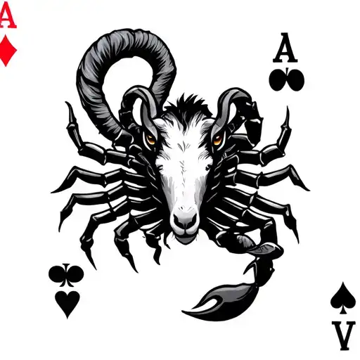 Chinese Goat Year And Scorpio Zodiac With Ace Of Cards