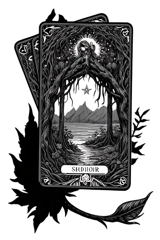 Tarot Cards Surrounded By Nature Scene