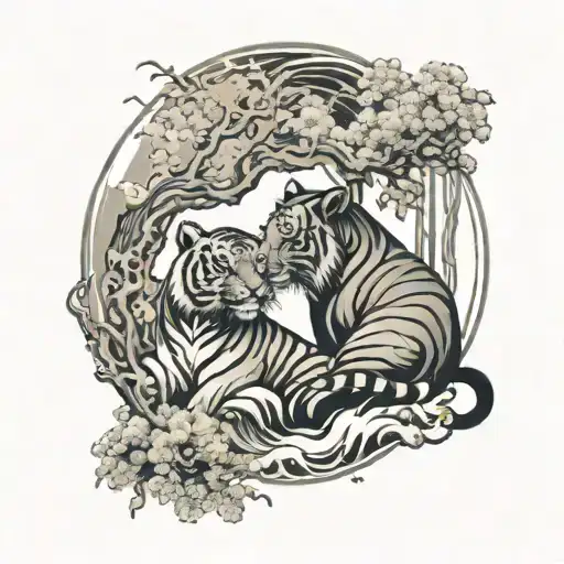 Water Ox Wood Tiger In Love Yin Yang Chinese Landscape