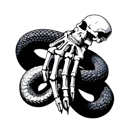 Skeleton Hand With A Snake