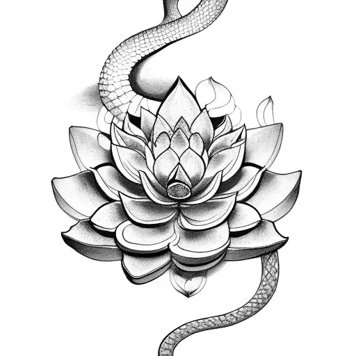 Snake With Lotus Flower