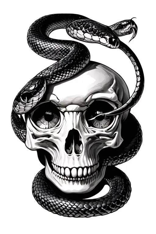Snake Passing From The Eye Of A Skull
