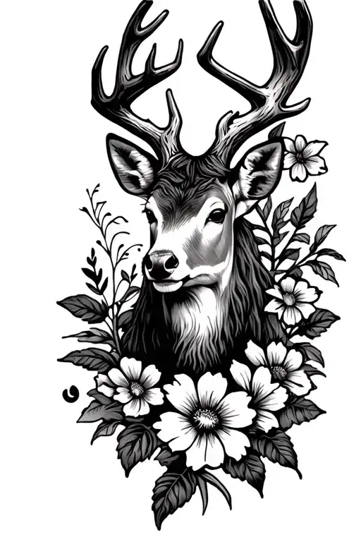 Country Cross Deer Antler Bible Verse Flowers Growing