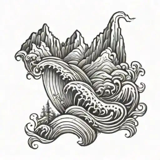 Mountain And Waves