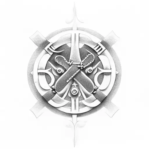 A Lifeguard Symbol Merged With A Greek God Or Goddess