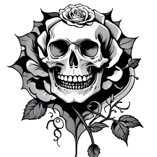 Skeloton With Rose Growing Out Of Chest