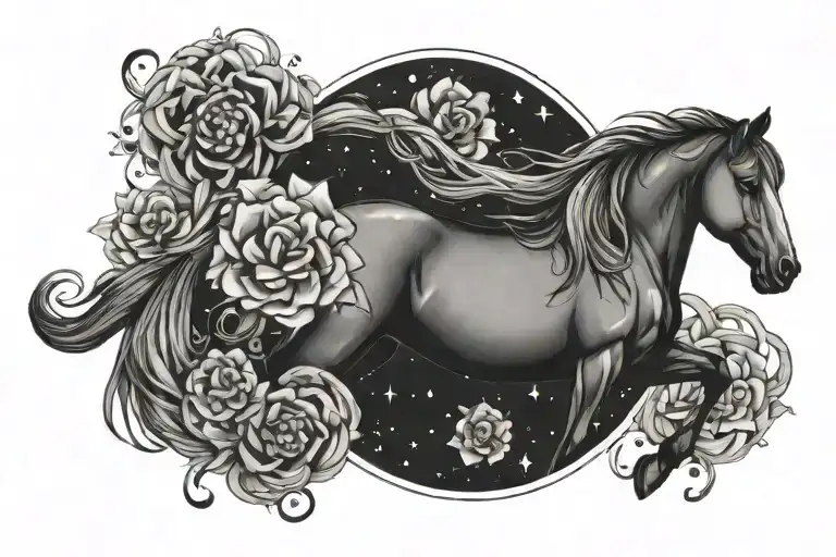 Horse Constellation With Celtic Flowers