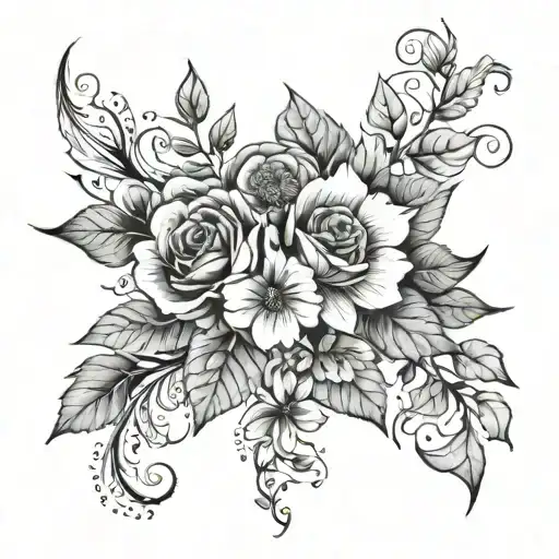 Floral Sleeve With Vines