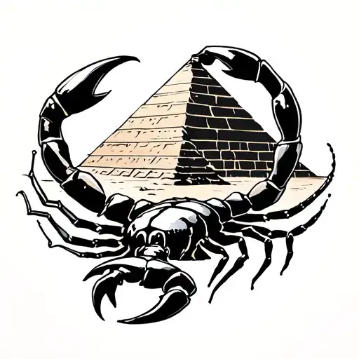 Scorpion And Pyramid And Desert